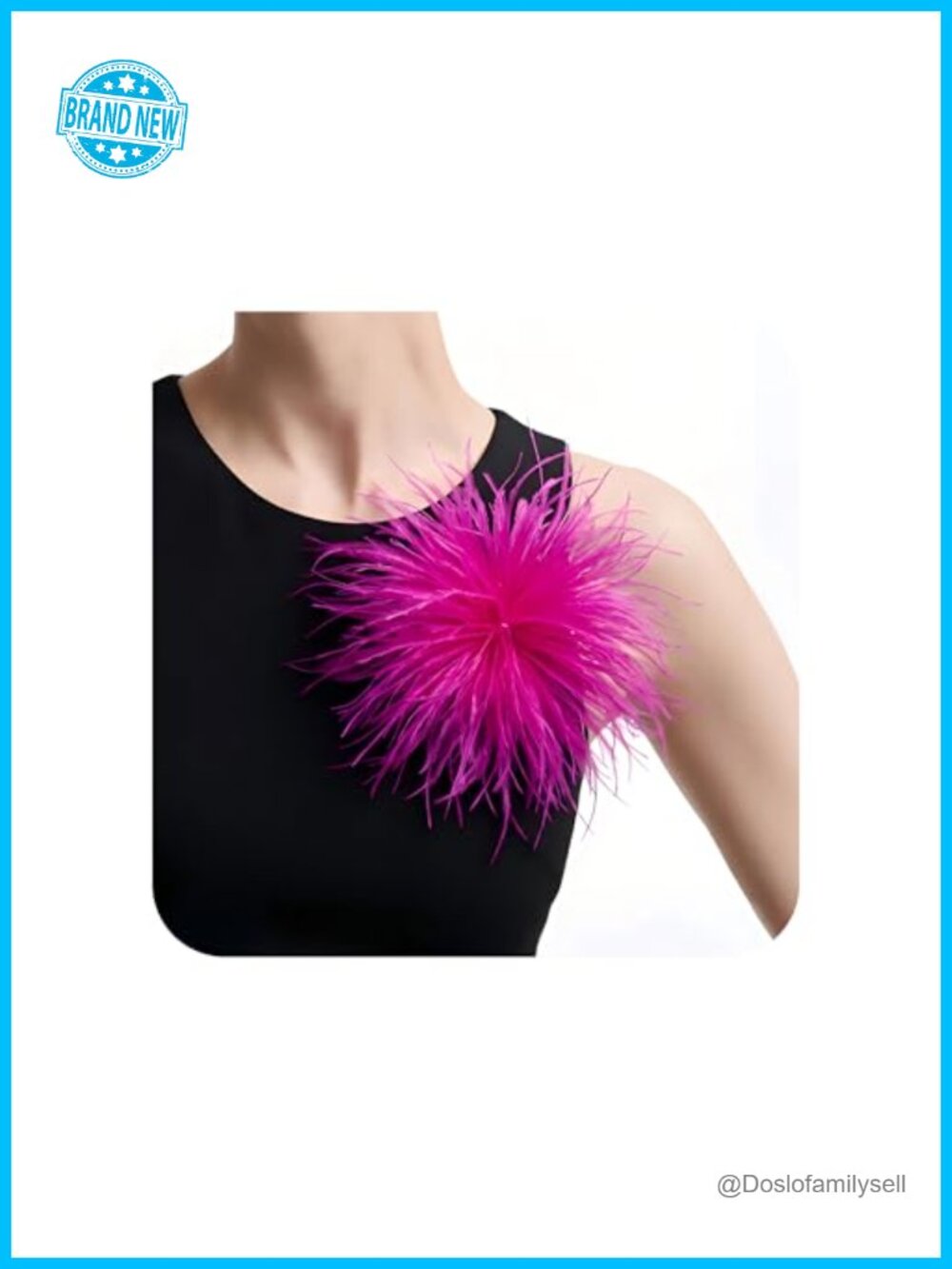 Ostrich Feather Brooch Pin 190mm Dual-Use Hair Clip Corsage Wedding